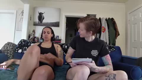 Snapshot of enby_dykes chatting on December 3, 2024, 7:11 pm Cedar redhead and River brunette online show from December 3, 2024, 7:11 pm