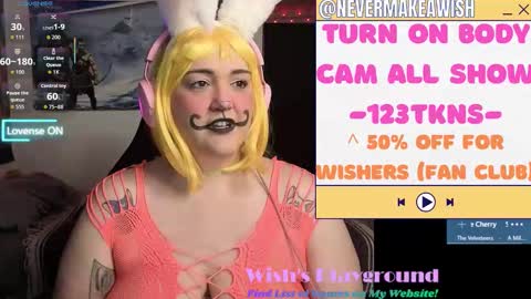Snapshot of nevermakeawish chatting on March 24, 2026, 9:25 am Wishs Playground online show from March 24, 2026, 9:25 am