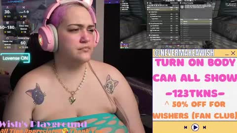 Snapshot of nevermakeawish chatting on April 23, 2026, 11:09 am Wishs Playground online show from April 23, 2026, 11:09 am