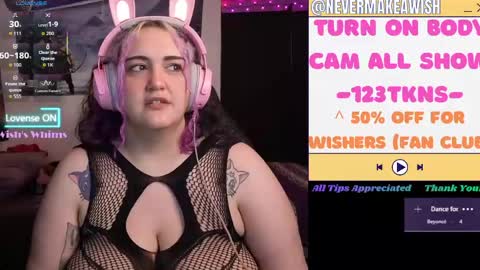 Snapshot of nevermakeawish chatting on May 19, 2026, 9:26 am Wishs Playground online show from May 19, 2026, 9:26 am
