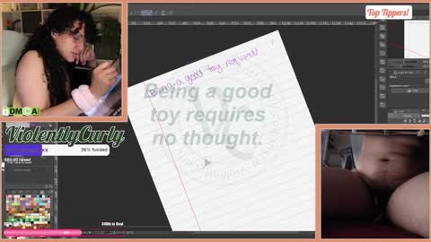 Snapshot of violentlycurly chatting on March 8, 2026, 2:04 am Curly the Coin Operated Toy online show from March 8, 2026, 2:04 am