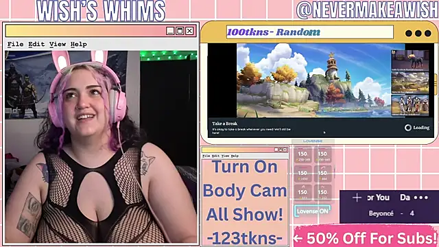 Snapshot of nevermakeawish chatting on May 19, 2026, 9:26 am nevermakeawish online show from May 19, 2026, 9:26 am